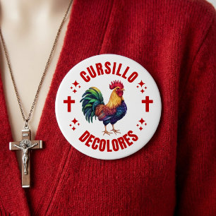 Macaron Rond 10 Cm Cursillo Decolores Coq Coloré avec Croix