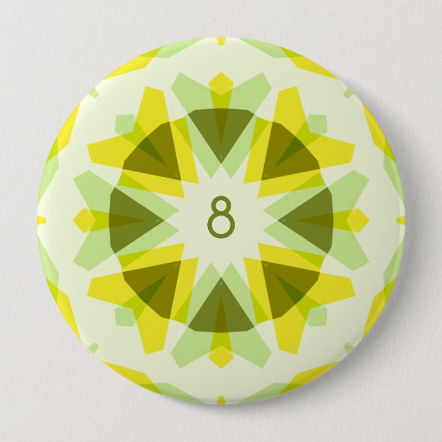 Macaron Rond 10 Cm Custom Age Bright Jaune Green Star Enfant's Birday (Devant)