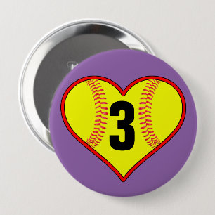 Macaron Rond 10 Cm Cute Softball Coeur Personnalisable Softball Pin