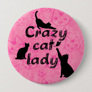 Macaron Rond 10 Cm Dame aux chats folle fond mignon de chats Bouton