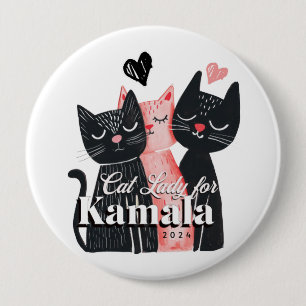 Macaron Rond 10 Cm Dame de chat pour Kamala Harris 2024