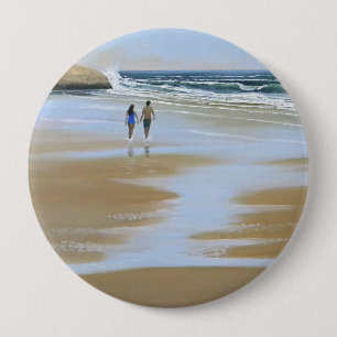 Macaron Rond 10 Cm ~ de bouton marchant la plage