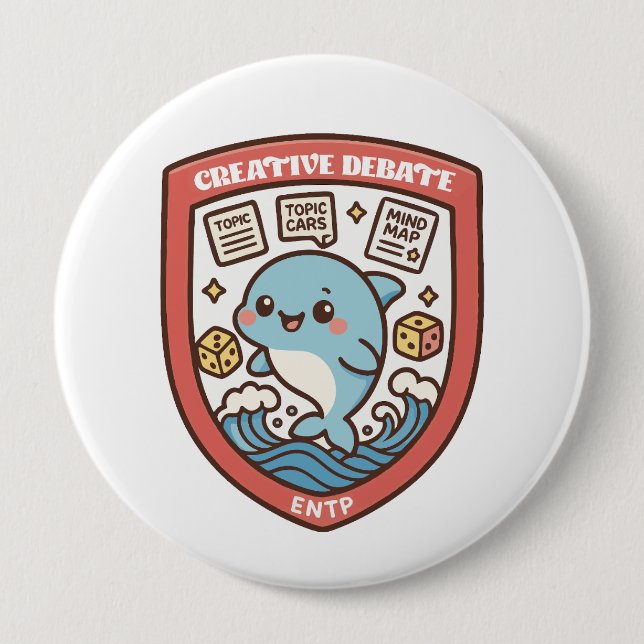 Macaron Rond 10 Cm Debate Dolphin – Creative Brainstorming (Devant)