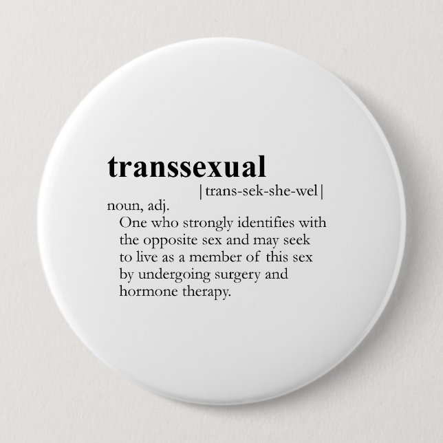MACARON ROND 10 CM DÉFINITION DE TRANSSEXUEL (Devant)