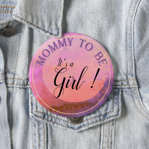 Macaron Rond 10 Cm Dégradé rose aquarelle 'C'est une fille' pour Mama