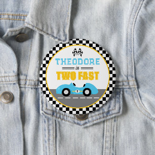 Macaron Rond 10 Cm Deux Voiture de Course Rapide Cadeau pour 2ème Ann