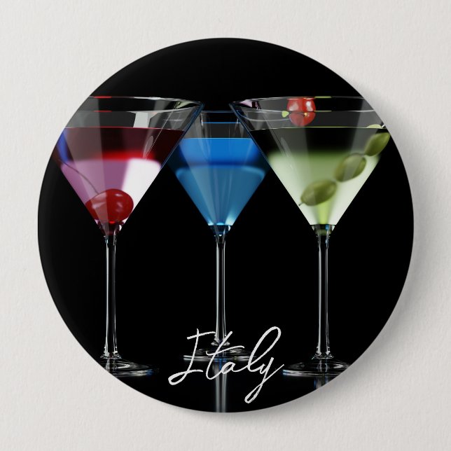 Macaron Rond 10 Cm Différents cocktails dans des lunettes à martini n (Devant)