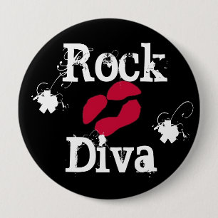 Macaron Rond 10 Cm 'Diva de roche dans le" bouton noir