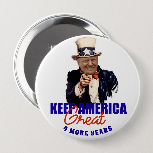 MACARON ROND 10 CM DONALD TRUMP 2020 GARDER L'AMÉRIQUE GRAND (Devant & derrière)