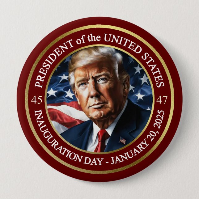 Macaron Rond 10 Cm Donald Trump Jour de l'investiture GOP Red Collect (Devant)