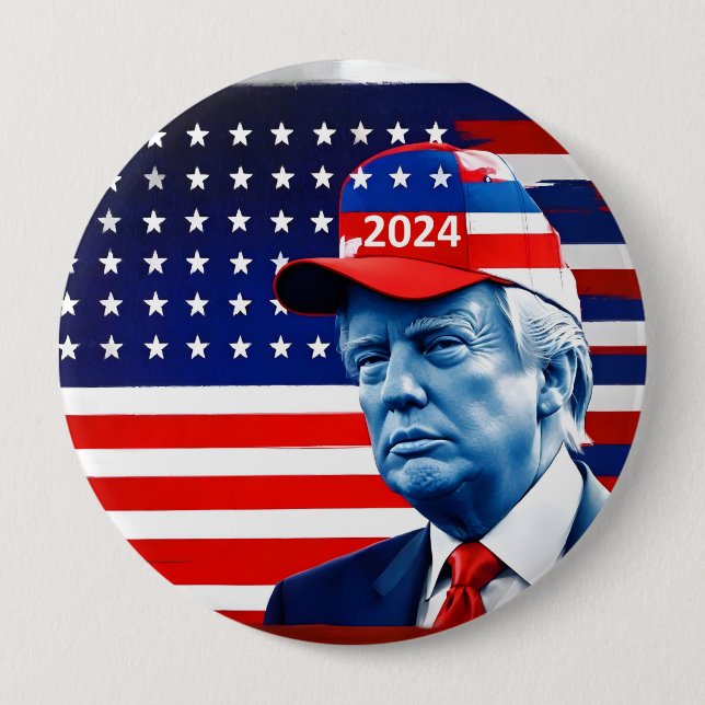 Macaron Rond 10 Cm Drapeau américain Donald Trump 2024 (Devant)
