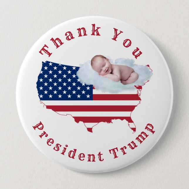 Macaron Rond 10 Cm Drapeau américain pour bébé en vie USA (Devant)