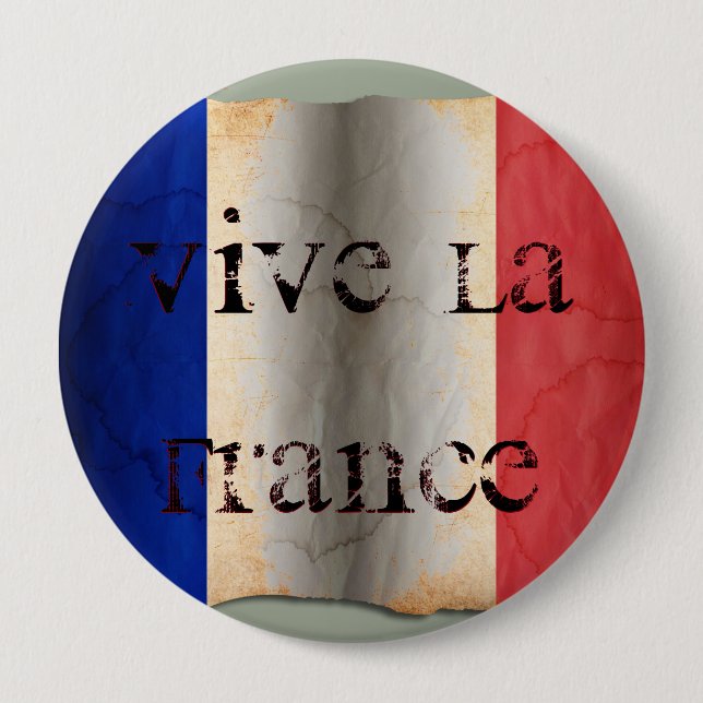 Macaron Rond 10 Cm Drapeau de France (Devant)