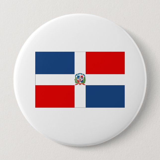 Macaron Rond 10 Cm Drapeau de la République Dominicaine (Devant)