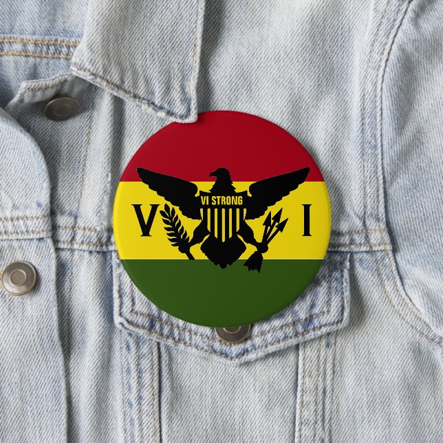 Macaron Rond 10 Cm Drapeau des îles Vierges américaines - VI STRONG (En situation)