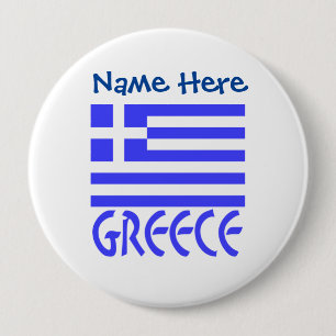 Macaron Rond 10 Cm Drapeau grec Grèce Bleu Personnalisation 
