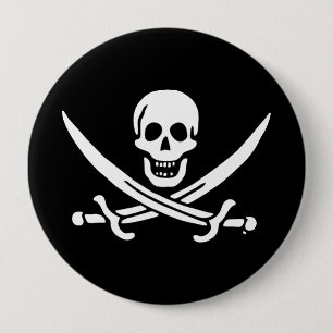 Macaron Rond 10 Cm Drapeau Jolly roger de pirate