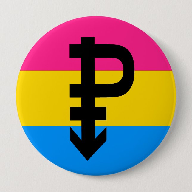 Macaron Rond 10 Cm Drapeau Pansexual (Devant)