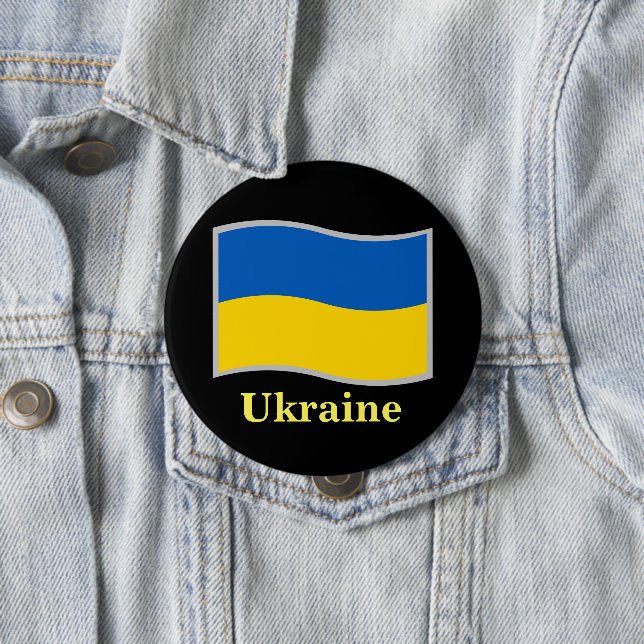 Macaron Rond 10 Cm Drapeau ukrainien brandissant (En situation)