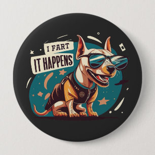 Macaron Rond 10 Cm Drôle Chien Fart Ça Arrive