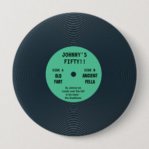 Macaron Rond 10 Cm Drôle Vintage Retro Vinyl Record Anniversaire Badg