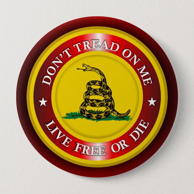 Macaron Rond 10 Cm DTOM - Live Free ou Die 2 (rouge) (Devant)