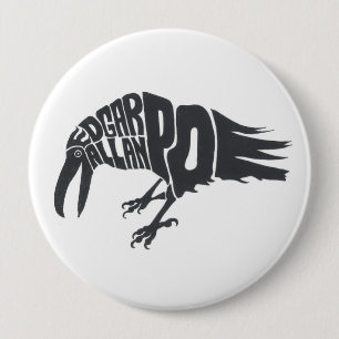 Macaron Rond 10 Cm Edgar Allen Poe - Raven