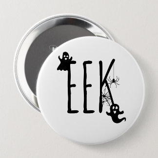 Macaron Rond 10 Cm EEK ! Fantômes et araignée Halloween noir et blanc