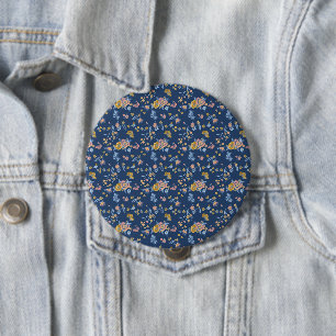 Macaron Rond 10 Cm Effet de filetage Arrière - plan bleu Motif floral