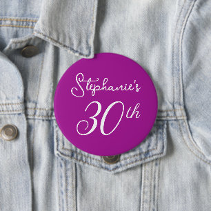 Macaron Rond 10 Cm Élégant Monogramme rose foncé 30e fête d'anniversa