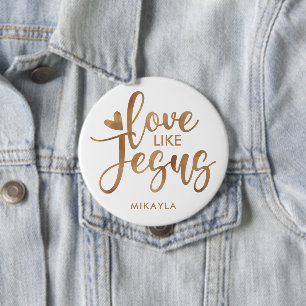 Macaron Rond 10 Cm Elegant Typografy Love Like Jésus   Gold