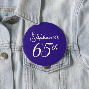 Macaron Rond 10 Cm Élégant violet foncé Monogramme 65e fête d'anniver