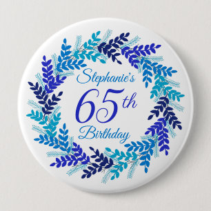 Macaron Rond 10 Cm Élégante couronne bleue 65e anniversaire