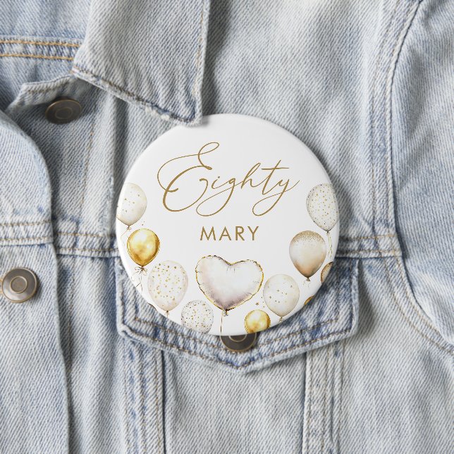 Macaron Rond 10 Cm Elégante Gold Balloon 80e fête d'anniversaire (En situation)