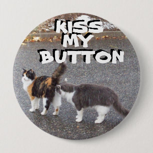 Macaron Rond 10 Cm Embrassez mon chat Meme de bouton