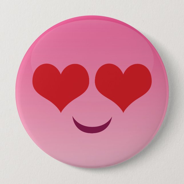Macaron Rond 10 Cm Émoji des yeux de coeur mou (Devant)