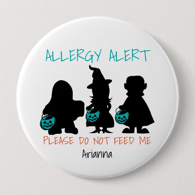 Macaron Rond 10 Cm Enfants d'alerte d'allergie alimentaire d'Hallowee (Devant)