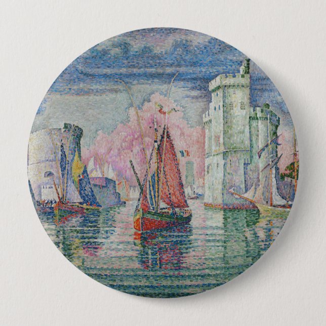 Macaron Rond 10 Cm Entrance of La Rochelle Harbor, Paul Signac (Devant)