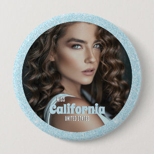 Macaron Rond 10 Cm Épingle du bouton du concours   Aqua Parties scint