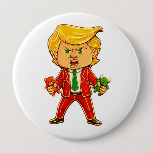 Macaron Rond 10 Cm Épinglette Trump joyeuse drôle Mème Trump Taureau