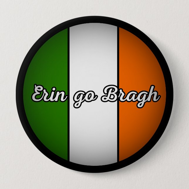 Macaron Rond 10 Cm Erin Go Bragh - "L'Irlande pour toujours" (Devant)