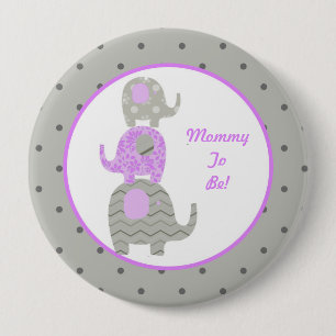 Macaron Rond 10 Cm Et gris maman personnalisée par éléphant pourpr
