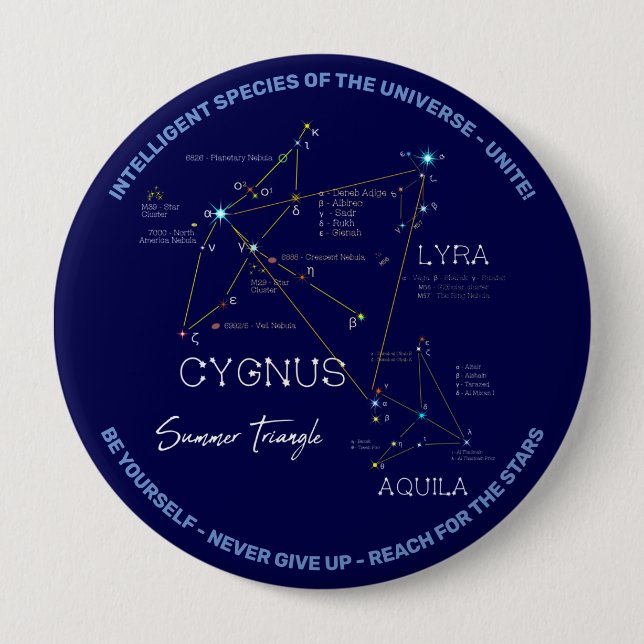 Macaron Rond 10 Cm Étoiles triangulaires d'été de l'hémisphère Nord (Devant)