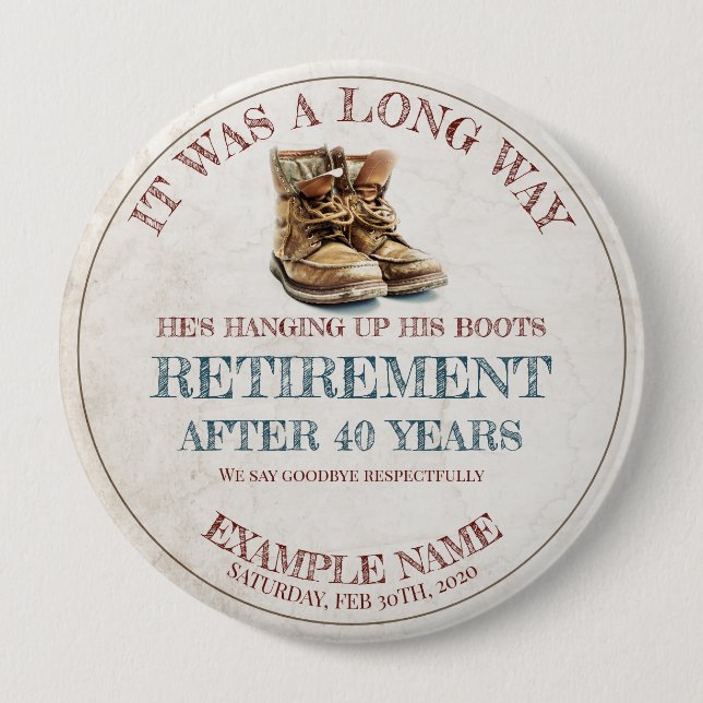 Macaron Rond 10 Cm Faire-part de retraite avec vieilles éperons (Devant)