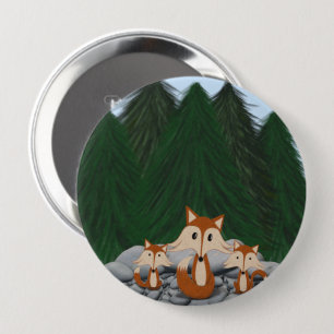 Macaron Rond 10 Cm Famille adorable de renards