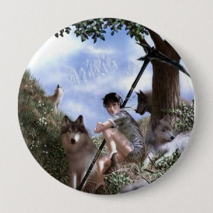 Macaron Rond 10 Cm Femme et bouton de loups