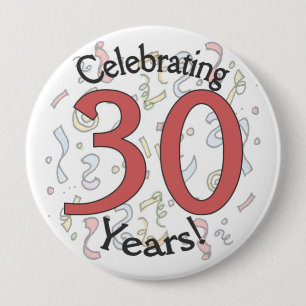 Macaron Rond 10 Cm Fête 30 ans confetti anniversaire énorme bouton