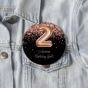 Macaron Rond 10 Cm Fête d'anniversaire de 2 ans Rose Gold Noir