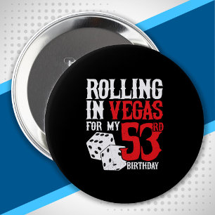 Macaron Rond 10 Cm Fête d'anniversaire des 53 ans à Las Vegas - En ro