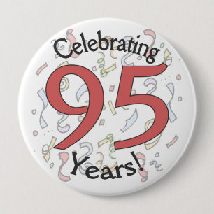 Macaron Rond 10 Cm Fêter 95 ans de confetti anniversaire bouton éno